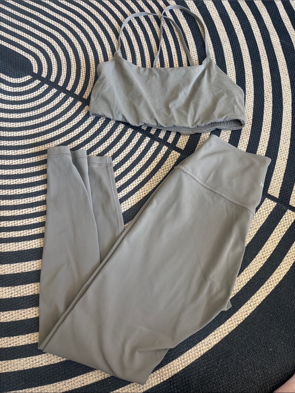 Taupe sports bra and matching leggings